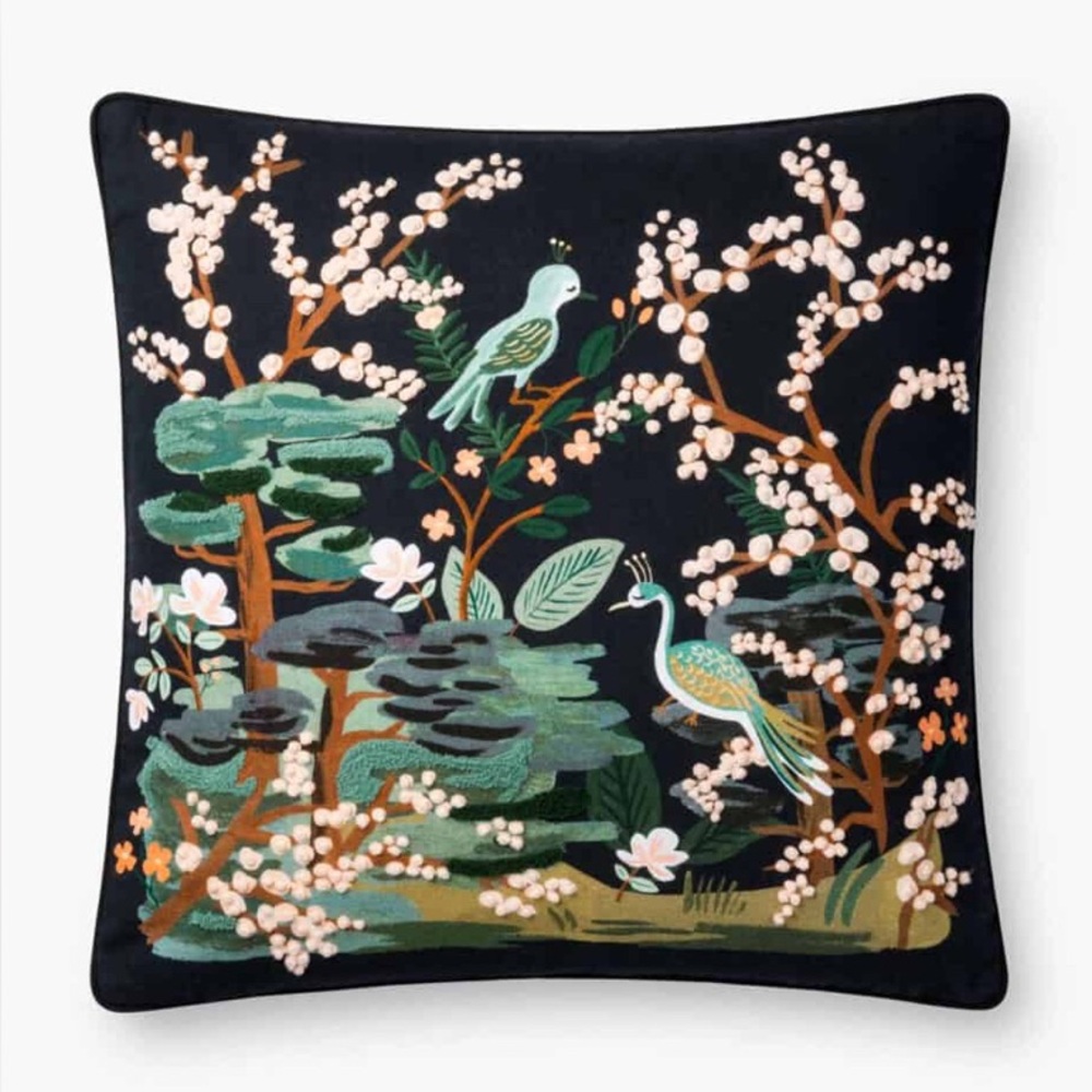 Rifle Paper Co. Kyoto Garden Pillow with Embroidery